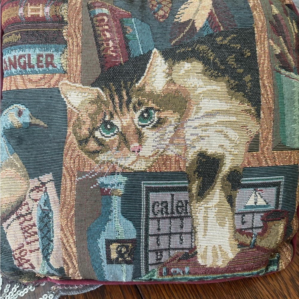 Vintage Cat Tapestry Cushion Cover